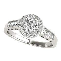 4 Karat Damen Halo Ring rund mit alten Minenschliff Diamanten