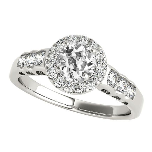 4 Karat Damen Halo Ring rund mit alten Minenschliff Diamanten - harrychadent.ch