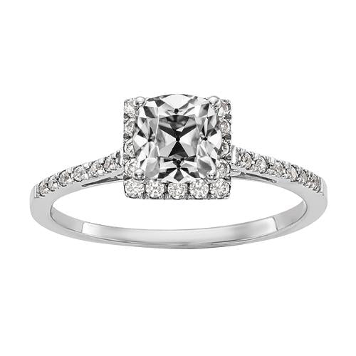 4 Karat Halo-Kissen Altschliff Diamant-Verlobungsring mit Akzenten - harrychadent.ch