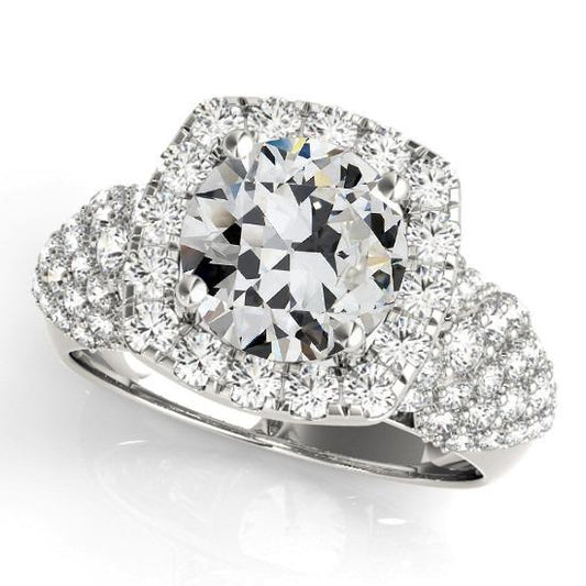 6 Karat Halo Ring Altschliff Diamant Mehrreihige Akzente Schmuck - harrychadent.ch