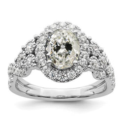 6 Karat Halo Verlobungsring Rund & Oval Altschliff Diamanten Gold