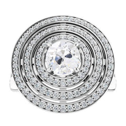 8 Karat Triple Halo Ring Altschliff Diamanten Krappenset 14K Weißgold