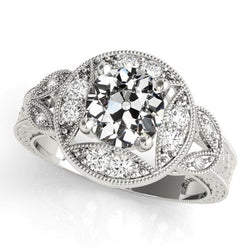 alter Bergmann Diamant Halo Ring Milgrain Antique Style 3,25 Karat