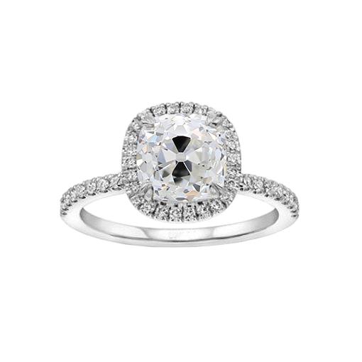 Alter europäischer Diamant-Halo-Ring mit Rundschliff-Akzenten 1,75 Karat - harrychadent.ch