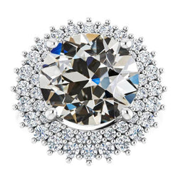 Altschliff-Diamant-Doppelhalo-Ring, 4-Krappen-Set 7,50 Karat