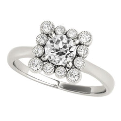 Altschliff Diamant Halo Ring Lünette Krappen Set Milgrain Schmuck 3,25 Karat