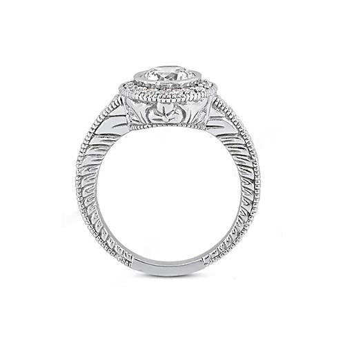 Antik-Stil Diamant Halo Ring 1,35 Karat Weißgold 14K