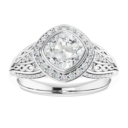 Antik Stil Halo Ring Kissen Altschliff Diamant Lünette Set 7,75 Karat - harrychadent.ch