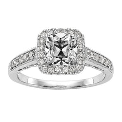 Antik Stil Halo Ringkissen Altschliff Diamant 4,50 Karat Milgrain