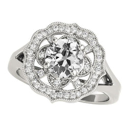 Antiker Halo Altschliff Diamantring 4,75 Karat Milgrain Krappenset