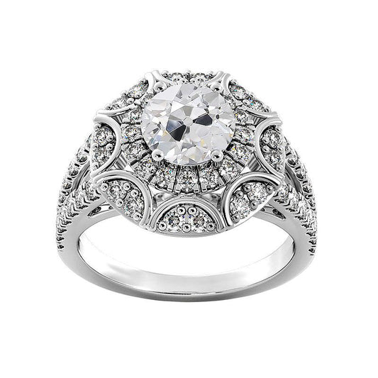 Antiker Halo-Altschliff-Diamantring mit geteiltem Schaft 4,75 Karat - harrychadent.ch
