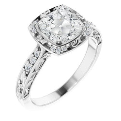 Antiker Halo-Kissen Alter Minenschliff Diamantring 4,25 Karat Gold