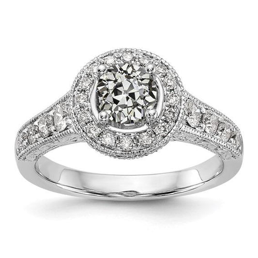 Antiker Halo Ring Altschliff Diamant 3,25 Karat Milgrain Shank - harrychadent.ch