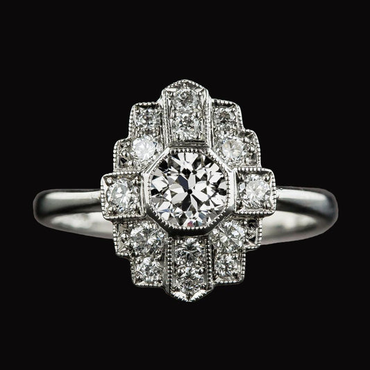 Antiker Halo Ring Altschliff Diamant Lünette Set 3 Karat Gold - harrychadent.ch