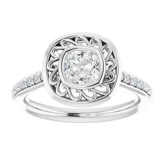 Antikes Halo-Kissen Altschliff Diamantring Lünette Set 3,65 Karat - harrychadent.ch