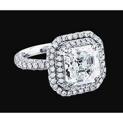 Asscher Center Diamant Royal Halo Verlobungsring 2,91 Karat