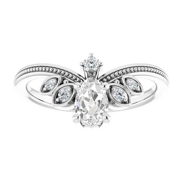 Birne alter Bergmann Diamant Ring Enhancer Perlen Stil 2,75 Karat Schmuck - harrychadent.ch