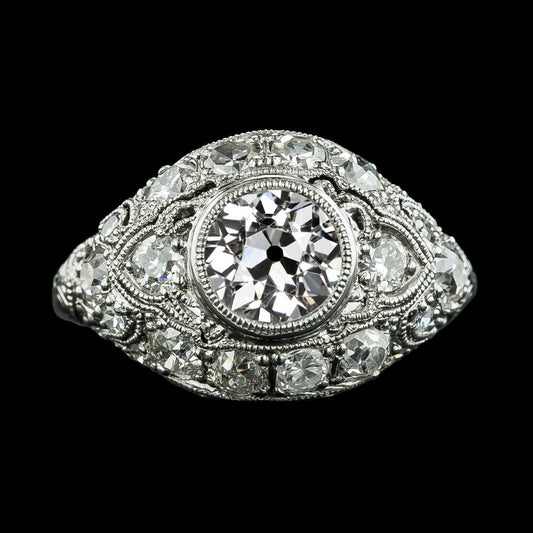 Damen alter Bergmann Diamant Lünette Ring Milgrain Antique Style 5,25 Karat - harrychadent.ch