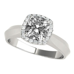 Damen Gold Halo Kissen alter Bergmann Diamantring 7,50 Karat Schmuck
