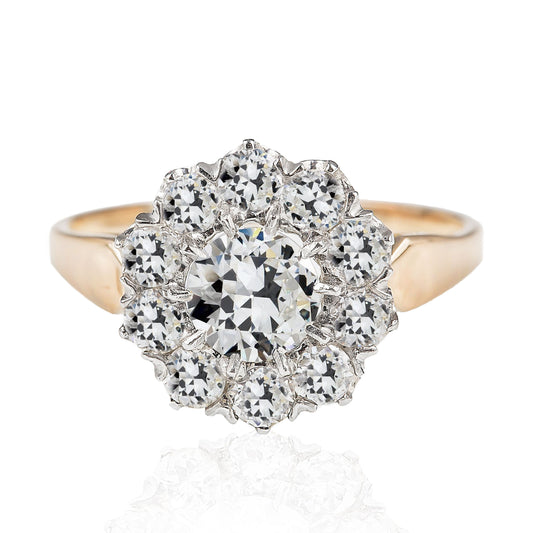 Damen Halo Ring alter Bergmann Diamant Flower Style 4 Karat konischer Schaft - harrychadent.ch