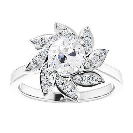 Damen Halo Ring alter Bergmann Diamant Krappen Set Flower Style 4,50 Karat - harrychadent.ch