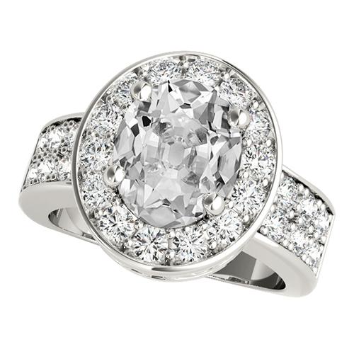 Damen Halo Ring mit Akzenten Oval Altschliff Diamant 7,50 Karat Gold - harrychadent.ch
