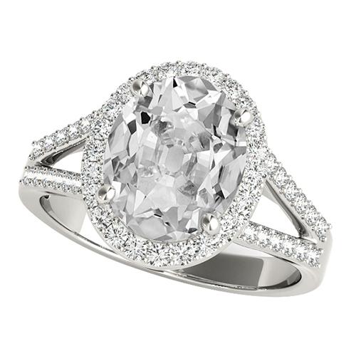 Damen Halo Ring Oval alter Bergmann Diamant Prong Split Shank 7,25 Karat - harrychadent.ch