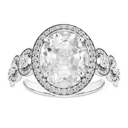 Damen Halo Ring Oval Old Mine Cut Diamant Krappen Set 12,50 Karat