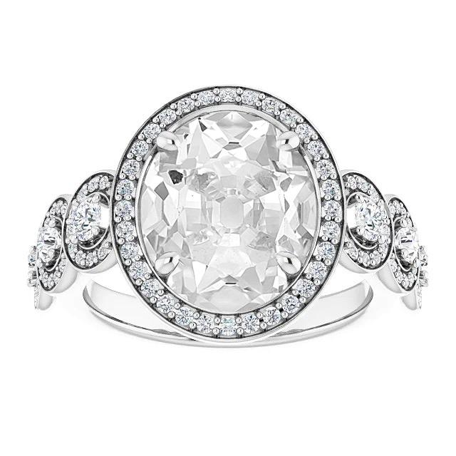 Damen Halo Ring Oval Old Mine Cut Diamant Krappen Set 12,50 Karat - harrychadent.ch