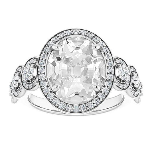 Damen Halo Ring Oval Old Mine Cut Diamant Krappen Set 12,50 Karat - harrychadent.ch