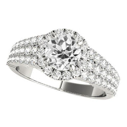 Damen Halo Ring rund alter Bergmann Diamant mehrreihig Pave Set 5 Karat