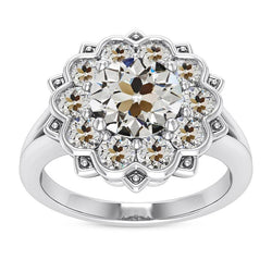 Damen Halo Ring Rund alter Bergmann Diamant Star Style Gold 9 Karat