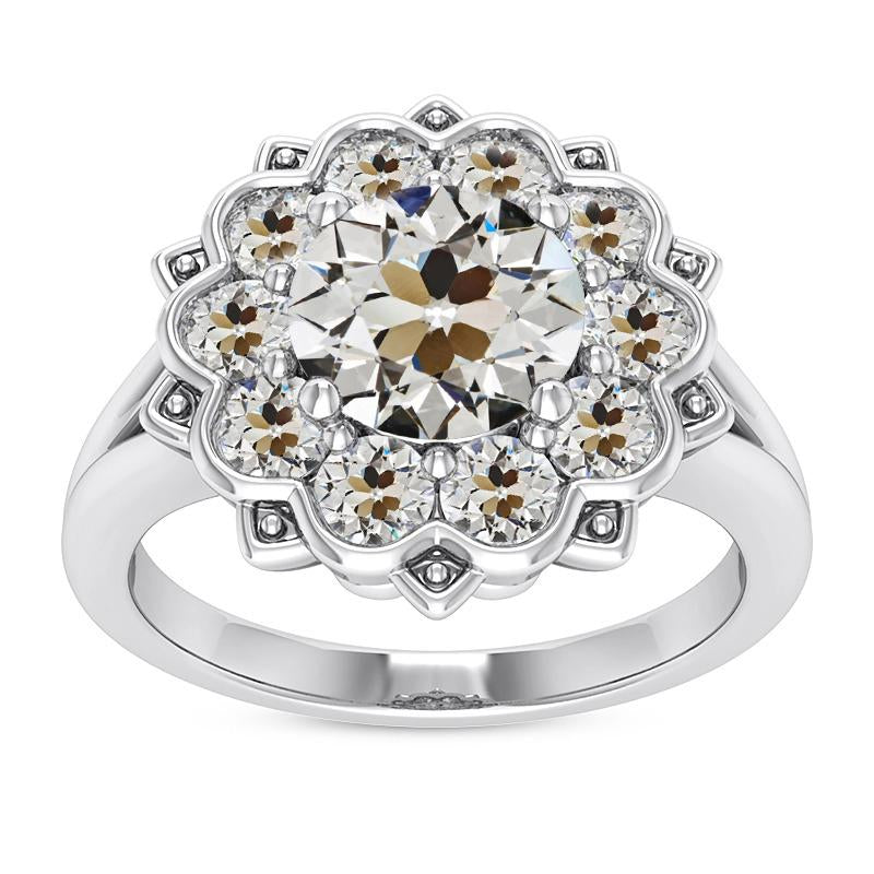 Damen Halo Ring Rund alter Bergmann Diamant Star Style Gold 9 Karat - harrychadent.ch