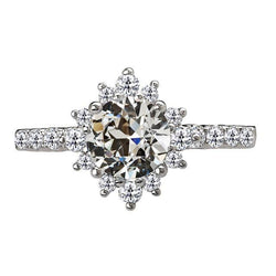 Damen Halo Ring Rund Alter Minenschliff Diamant Star Style 5,50 Karat
