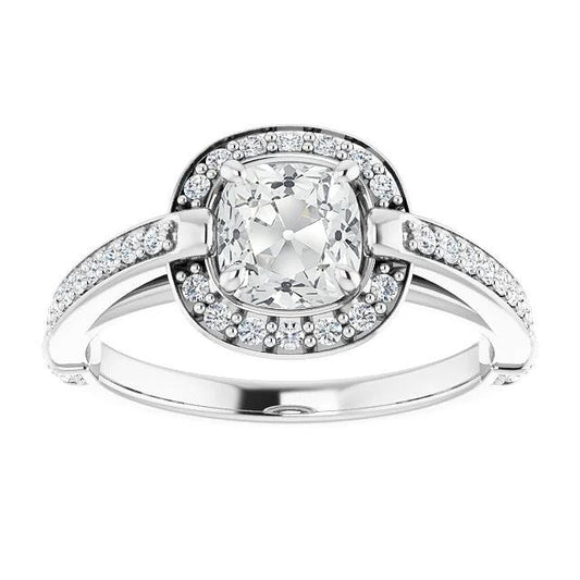 Damen Halo Ring rund & Kissen Altschliff Diamanten 7,25 Karat Schmuck - harrychadent.ch