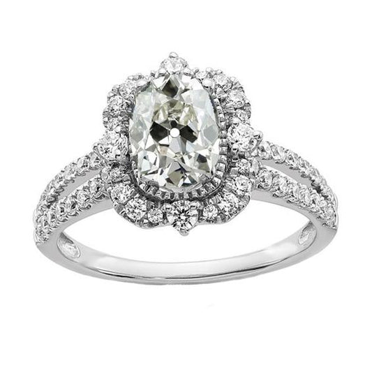 Damen Halo Ring Rund & Oval Altschliff Diamant Split Shank 5 Karat - harrychadent.ch