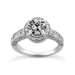 Damen Halo Ring runder alter Bergmann Diamant 4,75 Karat