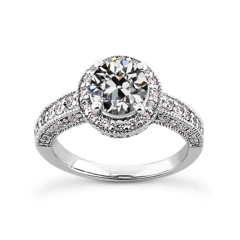 Damen Halo Ring runder alter Bergmann Diamant 4,75 Karat - harrychadent.ch