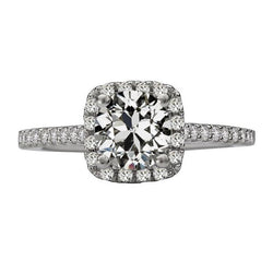 Damen Halo Ring runder alter Bergmann Diamant mit Akzenten 5 Karat