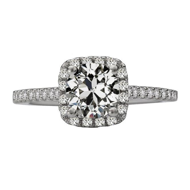 Damen Halo Ring runder alter Bergmann Diamant mit Akzenten 5 Karat - harrychadent.ch