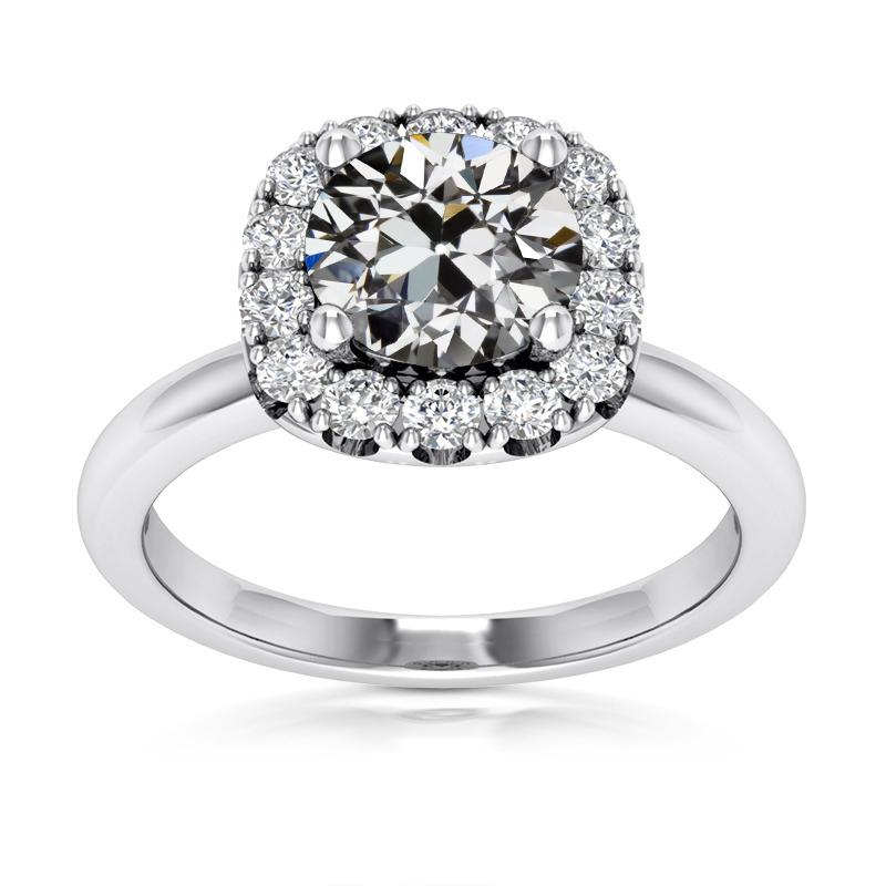 Damen Halo Ring runder alter Minenschliff Diamant 5,50 Karat 14K Gold - harrychadent.ch