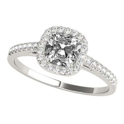 Damen Halo Ringkissen Altschliff Diamant Pave Set 6,50 Karat