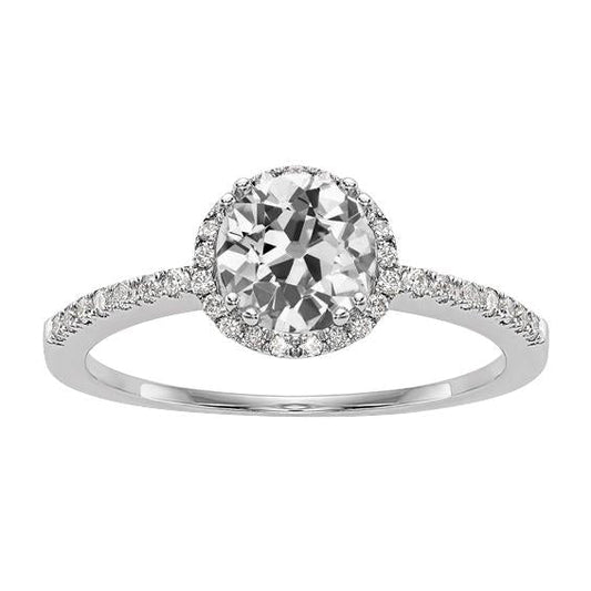 Damen Halo Runden alter Bergmann Diamantring mit Akzenten 4 Karat - harrychadent.ch