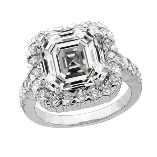 Damen Halo Runden & Asscher Diamantring 14K Weißgold 6,50 Karat - harrychadent.ch