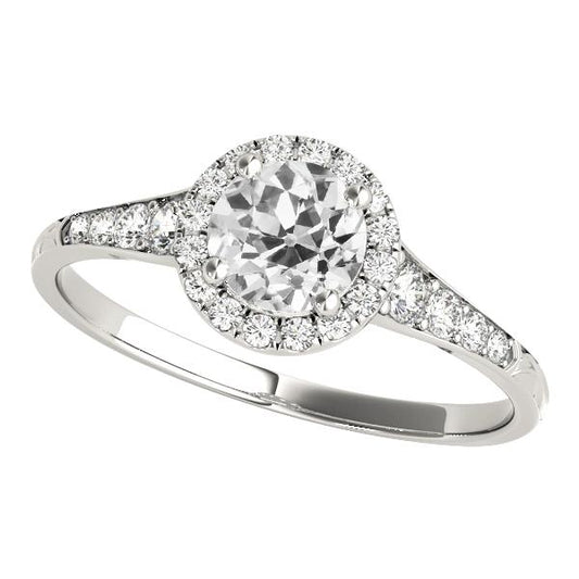 Damen Halo-Verlobungsring runder alter Minenschliff Diamanten 3,50 Karat - harrychadent.ch
