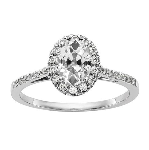Damen-Kathedralenfassung Halo-Oval-Diamantring im alten Minenschliff