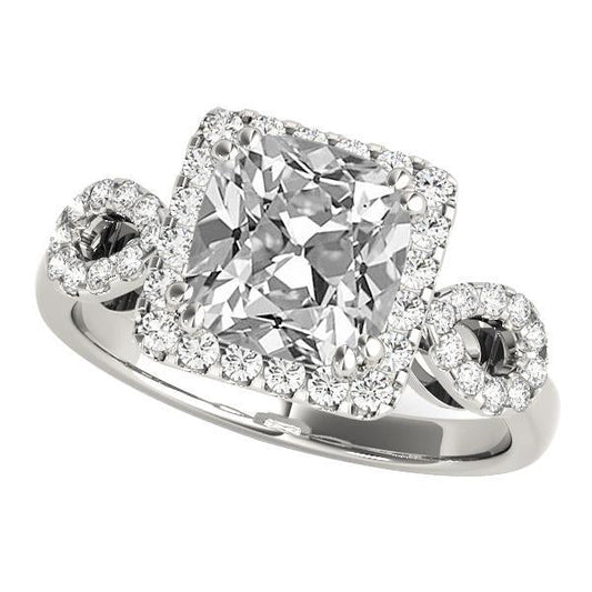 Damen Ring Halo Kissen alter Bergmann & Runden Diamant Split Shank 9 Karat - harrychadent.ch