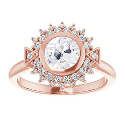 Damen Runder Doppel Halo Ring alter Bergmann Diamanten 4 Karat Schmuck