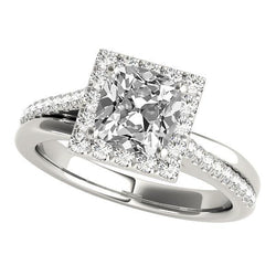 Damenhalo-Ring mit Akzenten Kissen alter Bergmann Diamant 7,50 Karat