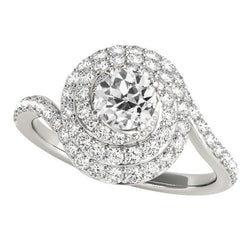 Damenring aus Gold im Altschliff mit Halo-Diamant im Twisted-Stil 4,75 Karat